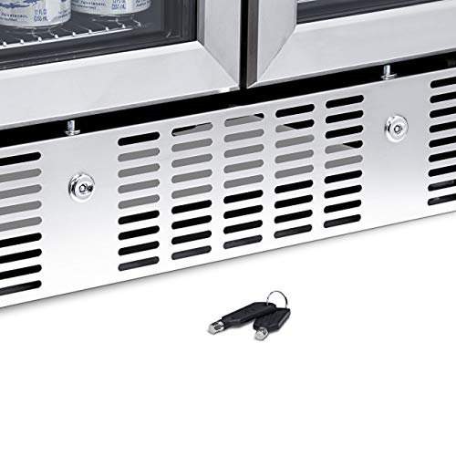 NewAir French Door Wine & Beverage Cooler | 18 Bottle 60 Can | White & Red Wine Countertop Fridge | Stainless Steel Dual Zone Beer and Wine Fridge With Digital Temperature Controls and Key Lock