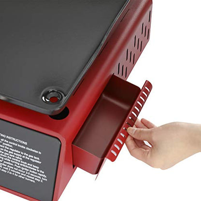Royal Gourmet PD1301R Portable 24-Inch 3-Burner Table Top Gas Grill Griddle with Cover, 25,500 BTUs, Outdoor Cooking Camping or Tailgating, Red