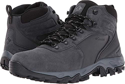 Columbia Men's Newton Ridge Plus II Suede Waterproof Boot, Breathable with High-Traction Grip, shark/black,9