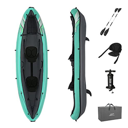 Bestway Hydro-Force 2-Person Ventura Elite Inflatable Kayak Set | Includes Kayak, 2 Aluminum Paddles, Hand Pump, 2 Fins and Carry Bag