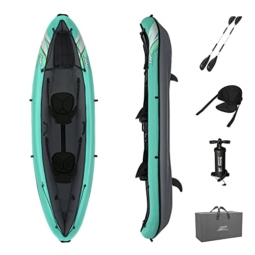 Bestway Hydro-Force 2-Person Ventura Elite Inflatable Kayak Set | Includes Kayak, 2 Aluminum Paddles, Hand Pump, 2 Fins and Carry Bag