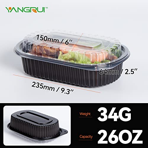 YANGRUI Take Out Containers, Shrink Wrap 45 Pack 26 oz Reusable Machine Washable Extra Thick BPA Free Meal Prep Container Microwave Freezer Safe Leak Proof To Go Containers
