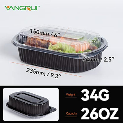 YANGRUI Take Out Containers, Shrink Wrap 45 Pack 26 oz Reusable Machine Washable Extra Thick BPA Free Meal Prep Container Microwave Freezer Safe Leak Proof To Go Containers