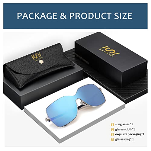 Square Oversized Sunglasses for Women Men, Wrap Around Fashion Frame Big Sunglasses Trendy Shades Sunglasses UV400 Protection