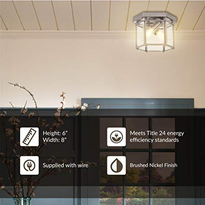 Sea Gull Lighting 7647-962 Bretton Two-Light Ceiling Flush Mount Fixture, Brushed Nickel Finish