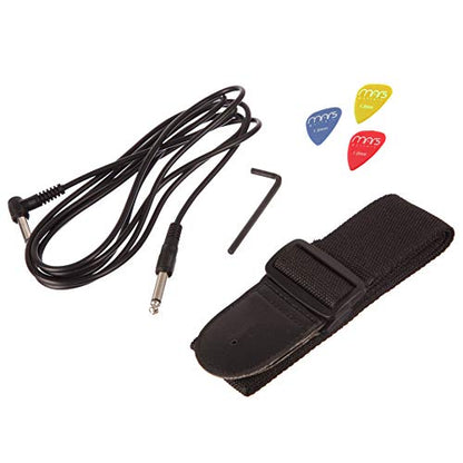 RockJam Electric Guitar Superkit with 10-watt Amp, Gig Bag, Picks & Online Lessons 6 String Pack, Right, Black, Full (RJEG03-SK-BK)