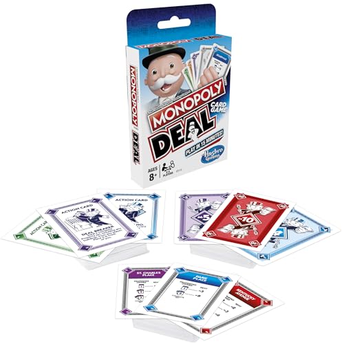Monopoly Deal Quick-Playing Card Game for Families, Kids Ages 8 and Up and 2-5 Players
