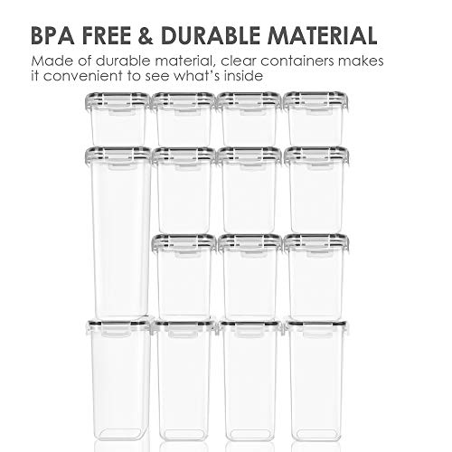 Vtopmart Airtight Food Storage Containers Set with Lids, 15pcs BPA Free Plastic Dry Food Canisters for Kitchen Pantry Organization and Storage, Dishwasher safe,Include 24 Labels, Black