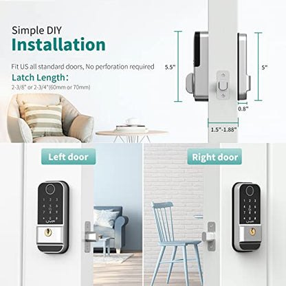 Keyless Biometric Fingerprint Digital Door Lock with Keypad and Fobs - For Homes, Hotels, Apartments