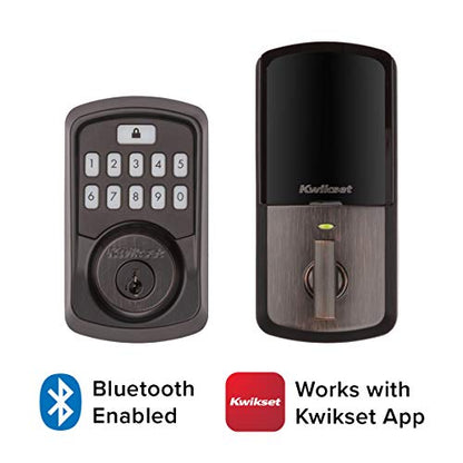 Kwikset 99420-002 Aura Bluetooth Programmable Keypad Door Lock Deadbolt Featuring SmartKey Security, Venetian Bronze