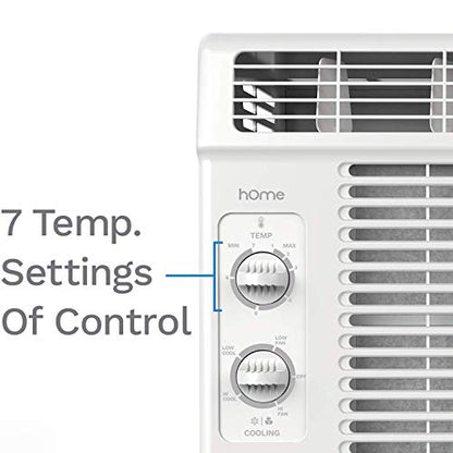 hOmeLabs Window Air Conditioner 5000 BTU - Easy Mechanical Control Compact AC Unit with Washable Reusable Filter, 2 Cooling Speeds, 2 Fan Speeds - Ideal for Bedroom and Rooms up to 150 Sq. Ft.