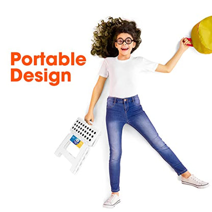 Korpai 9" Folding Step Stool for Adults and Kids Holds Up to 300 lbs,Non-Slip Folding Stools with Portable Handle, Compact Plastic Foldable Step Stool for Bathroom,Bedroom, Kitchen,White,2PC