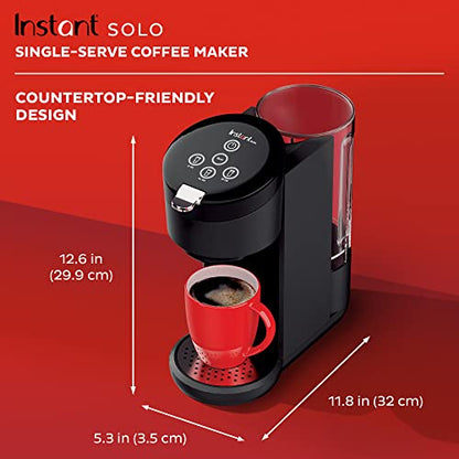 Instant Solo Single Serve Coffee Maker, From the Makers of Instant Pot, K-Cup Pod Compatible Coffee Brewer, Includes Reusable Coffee Pod & Bold Setting, Brew 8 to 12oz., 40oz. Water Reservoir, Black