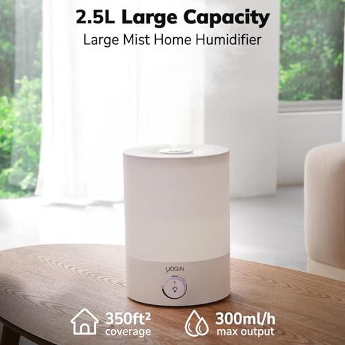 YOGIN Humidifiers for Bedroom Large room,Top fill 2.5L Ultrasonic cool mist Humidifiers for Baby Nursery and Plants,Up to 24 Hours of Operation, Auto Shut Off, 24dB Quiet,Night Light (Hu-02A-XNLit)