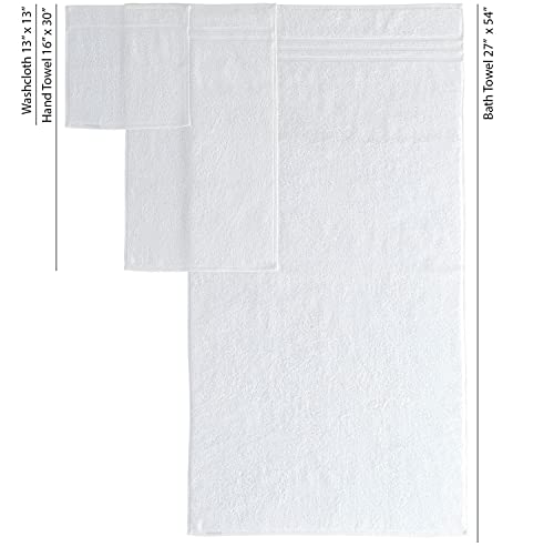 Hammam Linen White Bath Towels Set 6-Piece Original Turkish Cotton Soft, Absorbent and Premium Towel for Bathroom and Kitchen 2 Bath Towels, 2 Hand Towels, 2 Washcloths