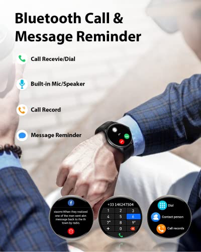 Gydom Smart Watch for Men Answer/Make Call, 1.28" Touch Screen Fitness Tracker with Blood Oxygen/Heart Rate/Sleep Monitor, 100 Sport Modes, IP68 Waterproof Smartwatch for Android iPhone
