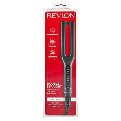 Revlon Double Straight Copper Ceramic Dual Plate Hair Straightener | Faster Styling and Reduced Damage