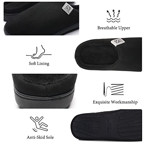 Men's and Women's Classic Memory Foam Slippers Comfort Plush Lining House Shoes for Indoor & Outdoor (Black, 44/45)