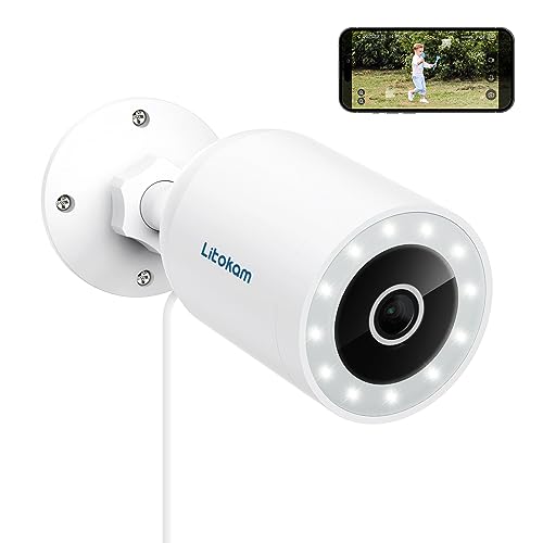 litokam 4MP Security Camera Outdoor, 2.5K Cameras for Home Security Outside with AI Motion Detection and Alarm, 2-Way Audio, Color Night Vision, Surveillance Camera 2.4GHZ WiFi, IP65
