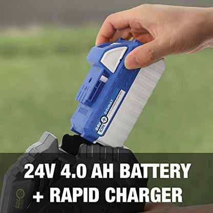 Sun Joe 24V-ST14B 24-Volt IONMAX Cordless Dual-Line String Trimmer Kit, w/ 4.0-Ah Battery + Rapid Charger, 14-Inch Direct Drive, Brushless Motor, 5,300 RPM Max, Bump Feed, 2-Speed, 080-in Dual Line