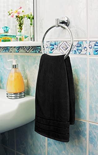 Utopia Towels 8-Piece Luxury Towel Set, 2 Bath Towels, 2 Hand Towels, and 4 Wash Cloths, 600 GSM 100% Ring Spun Cotton Highly Absorbent Viscose Stripe Towels Ideal for Everyday use (Black)