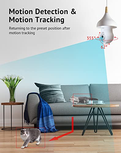 LaView 4MP Bulb Security Camera 2.4GHz,360° 2K Security Cameras Wireless Outdoor Indoor Full Color Day and Night, Motion Detection, Audible Alarm, Easy Installation, Compatible with Alexa