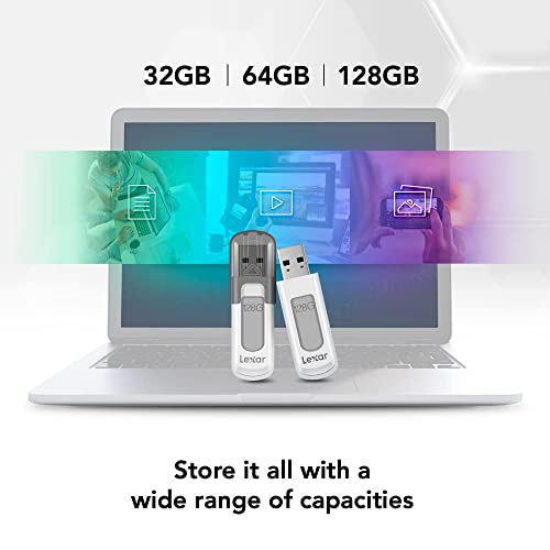 Lexar JumpDrive V100 128GB USB 3.0 Flash Drive for Storage Expansion and Backup, Gray (LJDV100-128ABNL)