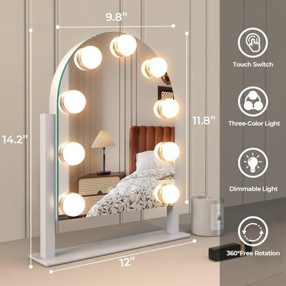 ZL ZELing Makeup Mirror with Lights,Vanity Mirror with Smart Touch Control,3 Color Modes, Dimmable Light,360° Rotation