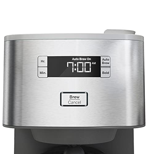 GE Drip Coffee Maker With Timer | 12-Cup Glass Carafe Coffee Pot With Warming Plate | Adjustable Brew Strength | Wide Shower Head for Maximum Flavor | Kitchen Essentials | Stainless Steel