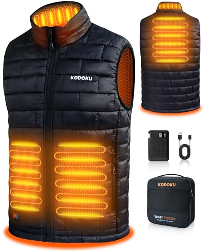 KODOKU Men's Heated Vest with Battery Pack 7.4V, 2023 Upgrade Heating Wire, Lightweight Vest Base Layer for Winter Outdoor