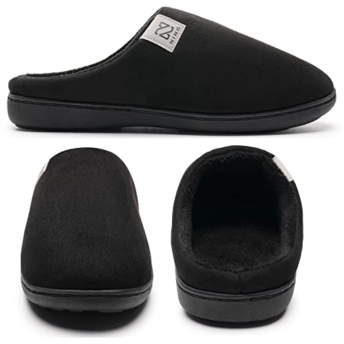 Men's and Women's Classic Memory Foam Slippers Comfort Plush Lining House Shoes for Indoor & Outdoor (Black, 44/45)