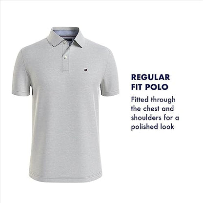 Tommy Hilfiger mens Short Sleeve Cotton Pique in Custom Fit Polo Shirt, Fresh White, Medium US