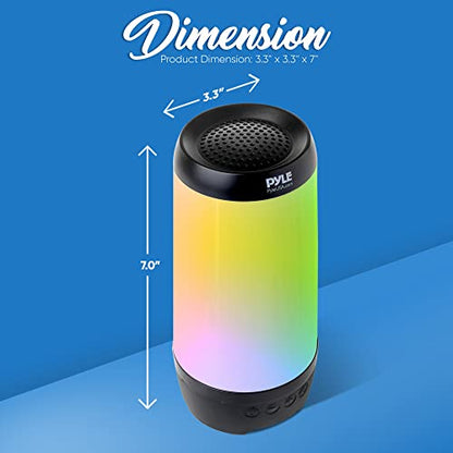 PyleUsa Floating Pool Speaker w/Lights Show, Waterproof Bluetooth Speaker, IP68, Crystal Clear Sound Quality, Surround Stereo Sound, Wireless 50 ft Range, for Shower, Hot Tub, Beach, Travel (Black)