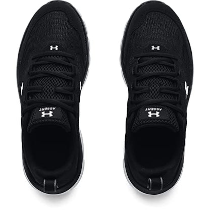 Under Armour boys Grade-school Assert 9 Running Shoe, Black/White, 5 Wide Big Kid US