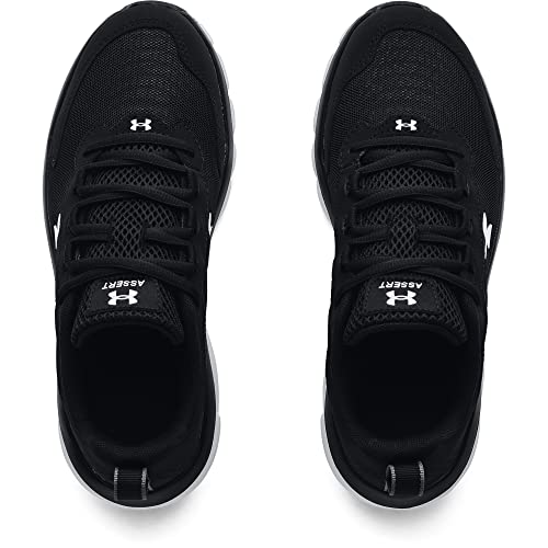 Under Armour boys Grade School Assert 9 Running Shoe, Black/White, 5.5 Big Kid US