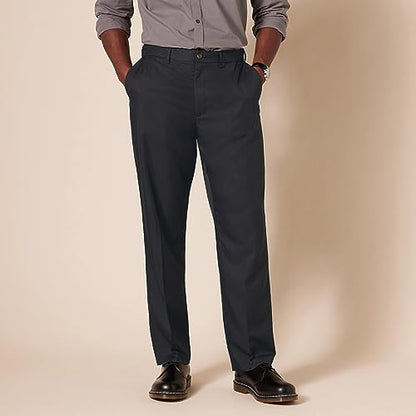 Amazon Essentials Men's Classic-Fit Expandable-Waist Flat-Front Dress Pant, Black, 30W x 34L