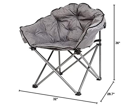 MacSports C932S-129 Padded Cushion Outdoor Folding Lounge Patio Club Chair, Gray