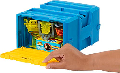 Hot Wheels Track Builder Playset Lightning Boost Pack, 12 Component Parts & 1:64 Scale Toy Car in Storage Container