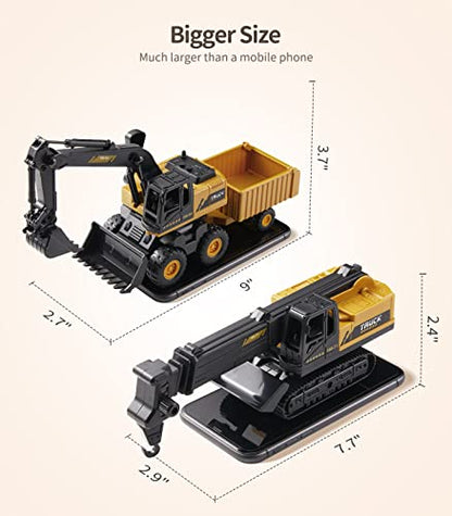 Geyiie Excavator Toys Truck, Construction Truck Crane Toys for Kids 3-5, Bulldozer Toys Lifting Crane Toys for Boys Girls Gifts Outdoor Tractor for Sand Party Favor