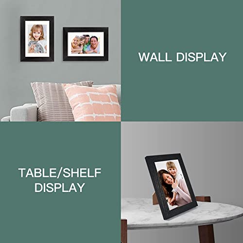 BAIJIALI 5x7 Picture Frame Black Wood Pattern with HD Plexiglass,Display Pictures 4x6 with Mat or 5x7 Without Mat, Horizontal and Vertical Formats for Wall and Table Mounting,2 Packs