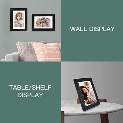 BAIJIALI 5x7 Picture Frame Black Wood Pattern with HD Plexiglass,Display Pictures 4x6 with Mat or 5x7 Without Mat, Horizontal and Vertical Formats for Wall and Table Mounting,2 Packs