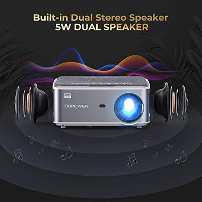 DBPOWER Native 1080P 5G 4K WiFi Projector, Upgrade 20000L 500 ANSI FHD Outdoor Movie Projector, Support 4P+4D Keystone/Zoom/PPT, 300" Portable Mini Video Projector Compatible w/Phone/Laptop/DVD/PC/TV