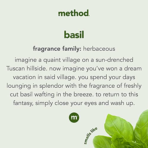 Method Gel Dish Soap, Basil, Biodegradable Formula, Tough on Grease, 18 fl oz (Pack of 6)