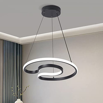 Afaoel Modern LED Chandelier 30W Color Temperature 4000K Creative Design Suitable for Living Room Dining Room Kitchen Lsland Bedroom Foyer Staircase C Type Style (Black, 16 Inch)