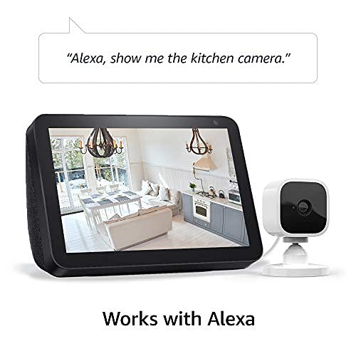Blink Mini – Compact indoor plug-in smart security camera, 1080p HD video, night vision, motion detection, two-way audio, easy set up, Works with Alexa – 4 cameras (White)