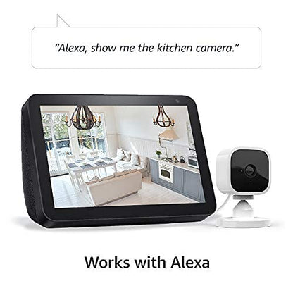 Blink Mini – Compact indoor plug-in smart security camera, 1080p HD video, night vision, motion detection, two-way audio, easy set up, Works with Alexa – 4 cameras (White)