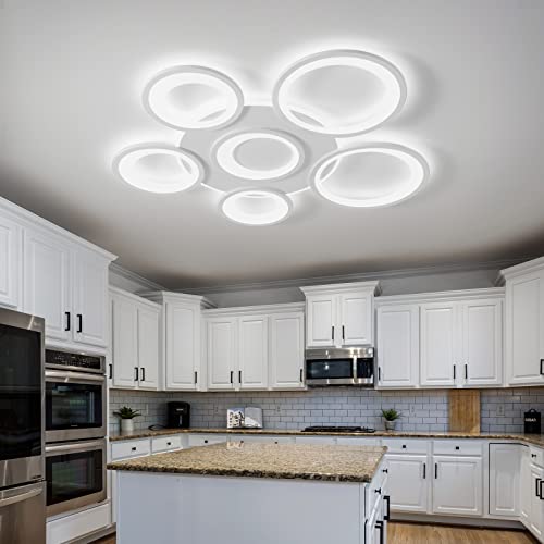 RUIBOOXIN Modern LED Ceiling Light 38.2in 90W Dimmable LED Ceiling Lights with Remote Control 6 Squares Frame Semi Flush Mount Ceiling Light Fixtures for Living Room Dining Room Bedroom Kitchen…