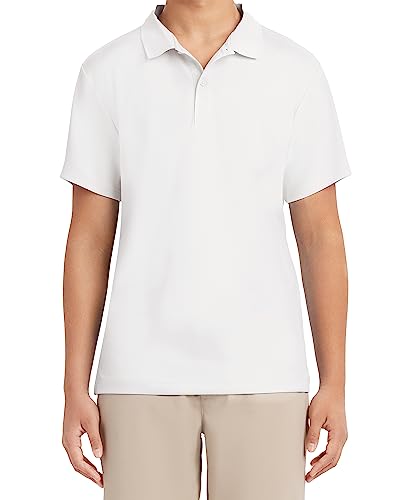 Nautica mens Uniform Short Sleeve Performance Polo Shirt, White, 34-35 US