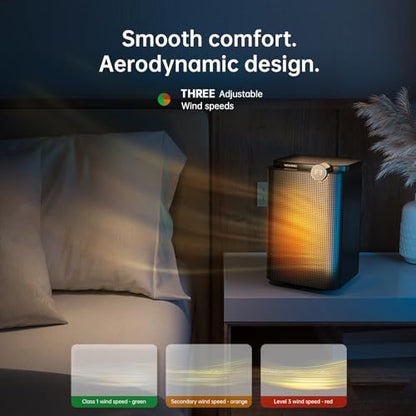Space Heater, 90° oscillation portable heater, 1500W PTC electric heater with thermostat,1-12H Timer, fast and safe heating, small room heaters with heating and fan modes for bedroom, office, indoor