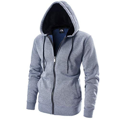 OHSNMAKSL Men's Full Zip Hoodie Fleece Jacket Sweatshirt Lined work coat 21-M-WY-02#Bluegray-L